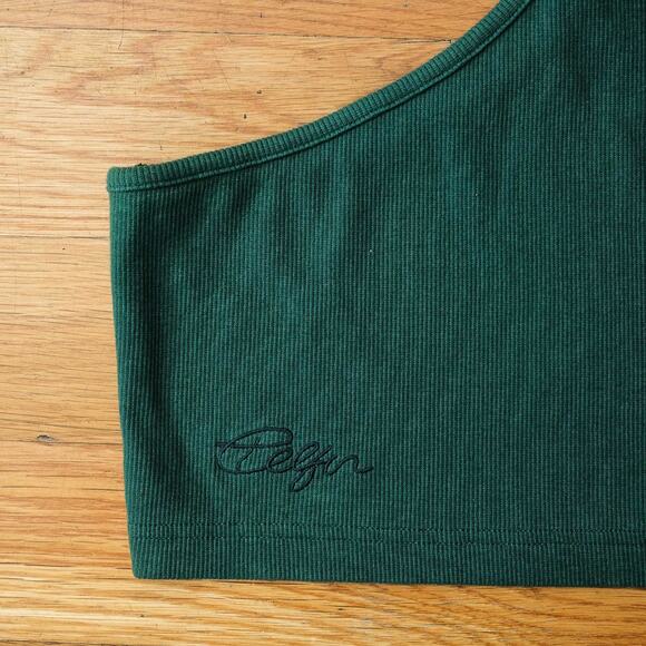 Telfar Cropped Asymmetric Tank in Forest Green Size‎ S Unisex Black Designer - Picture 3 of 7